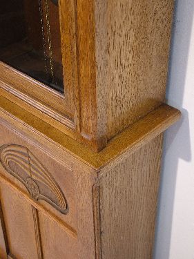 Early 20th Century light oak longcase clock having Secessionist style carved foliate decoration, the - Image 5 of 8