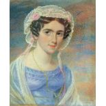 Joseph.W. Slater (1779-1837) - Rectangular miniature on ivory - Portrait of a young lady wearing a