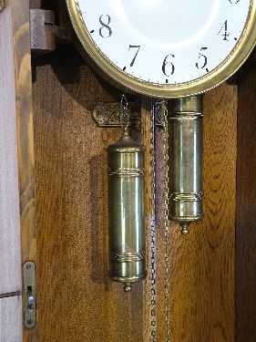 Early 20th Century light oak longcase clock having Secessionist style carved foliate decoration, the - Image 6 of 8