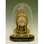19th Century French ormolu mounted buhl and red tortoiseshell cased mantel clock, the dial with blue