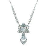 Diamond pendant, the two principal diamonds of approximately 0.65 and 0.5 carats, the former to a