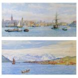 Tristram Ellis (1884-1922) - Pair of watercolours - View of Stockholm from the river, signed and