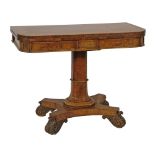 Victorian pollard oak rectangular fold over card table in the manner of George Bullock, the top with