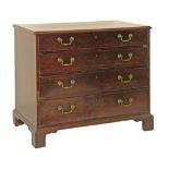 George III mahogany chest of four long drawers, standing on bracket feet, 91.5cm wide  Condition: