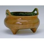 Chinese copper alloy tripod censer, 16cm diameter  Condition: Surface has been polished, several