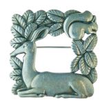 Georg Jensen silver brooch, designed by Arno Malinowski, numbered 318, the square leaf frame with