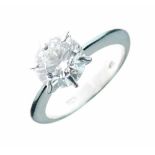 Diamond single stone ring, the brilliant cut of good colour and clarity of approximately 1.5 carats,