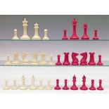 Late 19th/early 20th Century Staunton ivory chess set by J. Jaques of London, the white king stamped