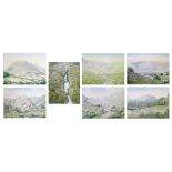 O.S. Round (19th Century) - Seven Victorian watercolour sketches - Lake District Views, one