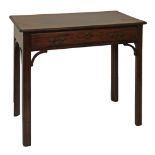 George III mahogany rectangular top side table having a moulded edge, fitted one long drawer to
