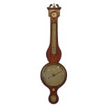 19th Century satinwood cased wheel barometer by S. Lilly of Edinburgh, having ebonised stringing and