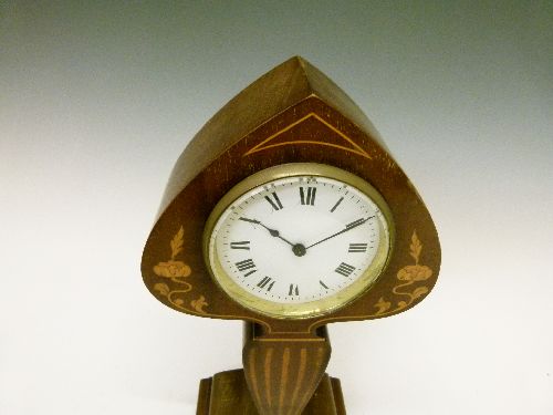 Edwardian Art Nouveau design inlaid mahogany cased mantel clock having inlaid stylised foliate - Image 3 of 5