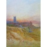 Frederick Goff (1855-1931) - Watercolour - View across Cromer at dusk, signed, 15cm x 11cm