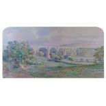 19th Century English School - Watercolour - A Welsh landscape with viaduct, unsigned, 42cm x 84cm