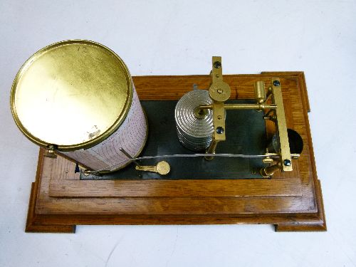 Early 20th Century oak cased barograph having bevelled glazed panels and standing on splayed bracket - Image 4 of 5