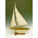 Small vintage pond yacht 'White Elf', bearing label for Hamley's of London, 54.5cm long
