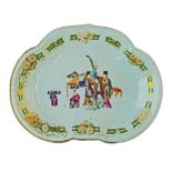 18th Century Chinese Famille Verte serving dish of broad trefoil form, having decoration depicting