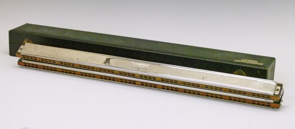 Hohner Chord 48 harmonica, 58.5cm long, cased  Condition: This is a cosmetic report only, the