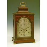George III mahogany cased bracket clock by John Muzzell of Southampton, pagoda top case with brass