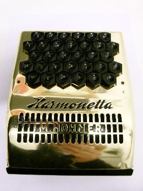 Hohner Harmonetta chrome cased button harmonica, cased  Condition: This is a cosmetic report only, - Image 3 of 8