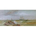 Horace Chambers (19th Century) - Watercolour - Approaching Showers, Filey Brigg, Yorkshire, signed