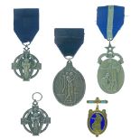 Five silver Masonic jewels comprising: 2 x Hallstone jewels, 2 x Royal Masonic Hospital jewels and a