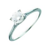 Diamond single stone platinum ring, the brilliant cut of approximately 0.5 carats, size L¢, 4.5g