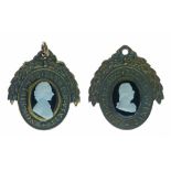 Two 19th Century gilt metal Pitt Club members medallions, the first inset with a Tassie type