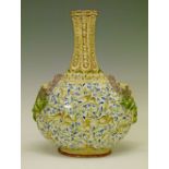 Italian majolica Pilgrim flask decorated with figures, birds and animals amongst scrolling foliage