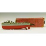 Sutcliffe tin plate destroyer 'Grenville' in grey and red, 32cm long with original box  Condition: