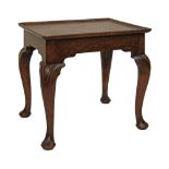 Georgian style mahogany rectangular low table having a tray top and standing on cabriole supports,