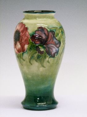 Moorcroft 'Anemone' vase of baluster form having typical stylised foliate decoration on a two tone - Image 4 of 7