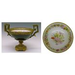 Late 19th Century Sevres style ormolu mounted bowl, the interior with painted floral decoration,