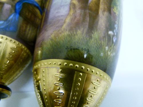 Pair of Franz Dörfl Vienna baluster vases, each having a central band with finely painted continuous - Image 6 of 8