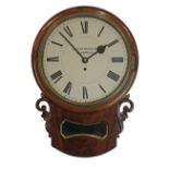 19th Century mahogany cased drop dial wall clock by Sebastian Furtwengler of Llanelly, the off-white