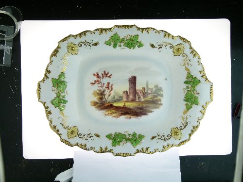 Pair of 19th Century H & R Daniel rectangular dishes, 29.5cm wide together with a matching oval - Image 2 of 6