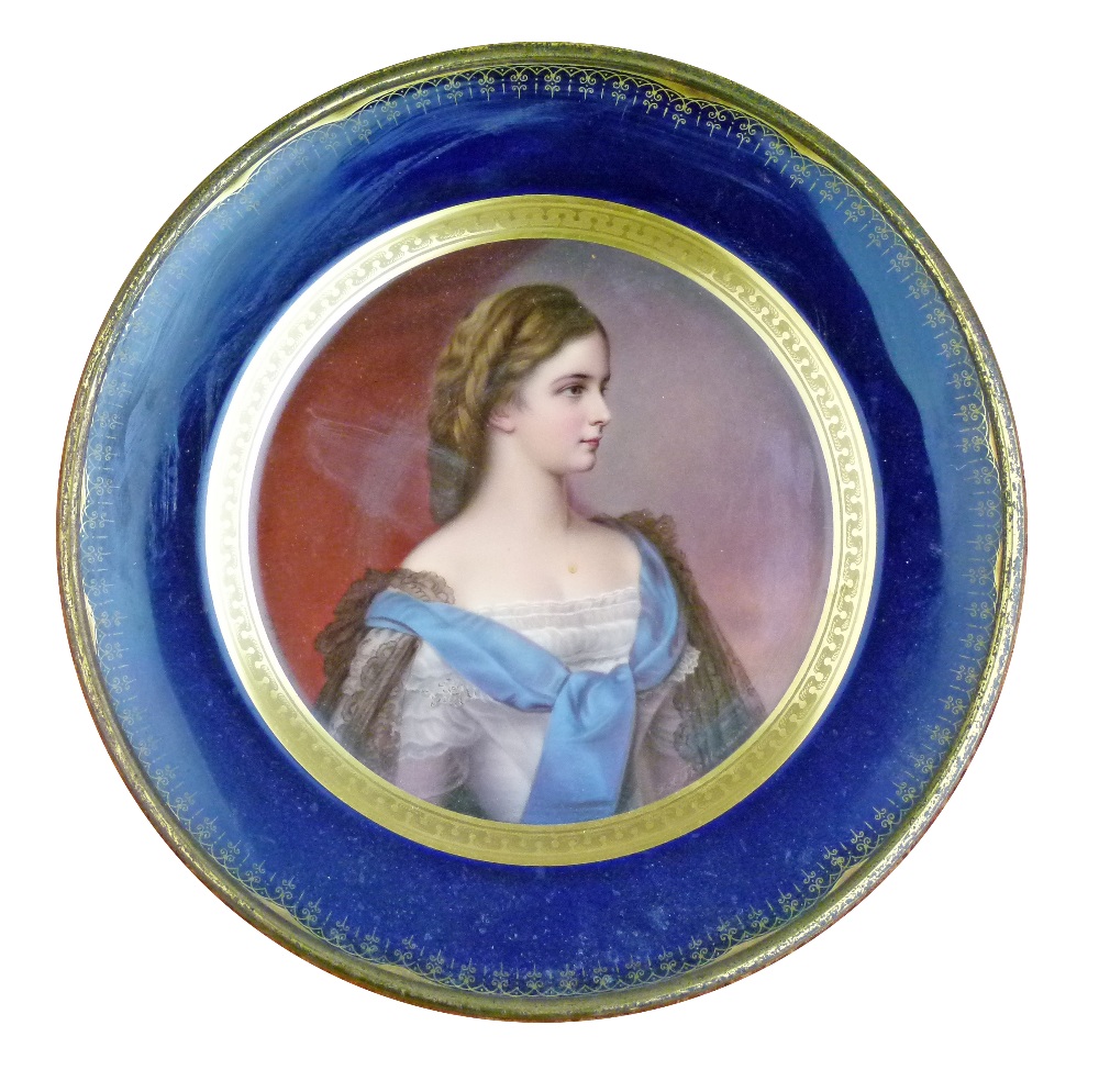 Franz Xaver Thallmaier porcelain cabinet plate - Elisabeth Kaiserin von Oesterreich, signed F.X.