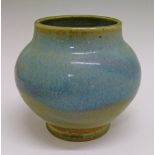 Charles Vyse pottery vase of squat ovoid form, having a Jun Yao glaze, base incised C.Vyse