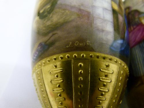 Pair of Franz Dörfl Vienna baluster vases, each having a central band with finely painted continuous - Image 7 of 8