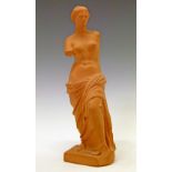 Late 19th Century Danish Hjorth terracotta model of the Venus de Milo, stamped L.Hiorth, Enert, 22cm