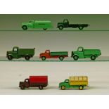 Dinky die-cast - Seven commercial vehicles comprising: Dodge Rear Tipping Wagon (30m), Dodge Farm