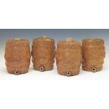 Set of four 19th Century Doulton Lambeth brown glazed stoneware spirit barrels, each having