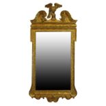 Georgian carved giltwood and gesso framed rectangular wall mirror having an eagle finial, swan