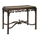 Early 20th Century Chinese Chippendale style mahogany rectangular top silver table by P.V. Jones,