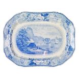 Ceramics - 19th Century Pountney's blue and white transfer printed meat dish decorated with the View