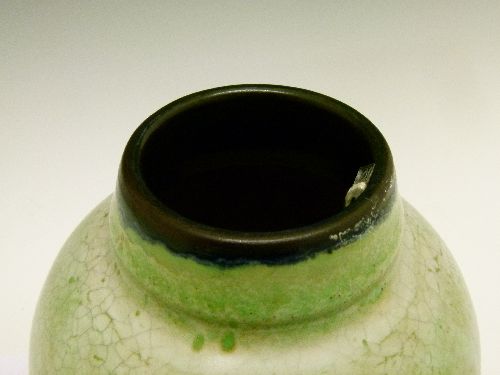 Emile Decoeur (1876-1953) - Ovoid pottery vase having a crackled and mottled pale green and brown - Image 3 of 4