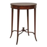 Edwardian satinwood circular top occasional table, the edge with chequered inlay and standing on