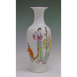 Chinese porcelain vase having polychrome painted decoration depicting Fukurokuju with two attendants