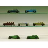 Dinky die-cast - Seven various comprising: Rolls Royce x 2, brown and blue (30b), Daimler (30c),