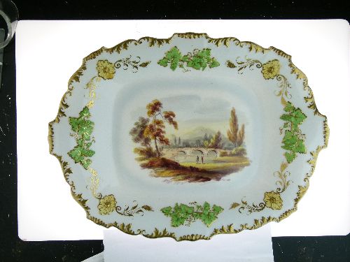 Pair of 19th Century H & R Daniel rectangular dishes, 29.5cm wide together with a matching oval - Image 4 of 6